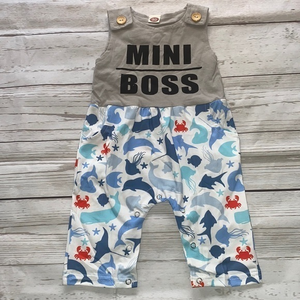 Unisex Boy Girl Mini Boss Jumpsuit Romper Snap Button Sz 90 2T New in‎ Packaging